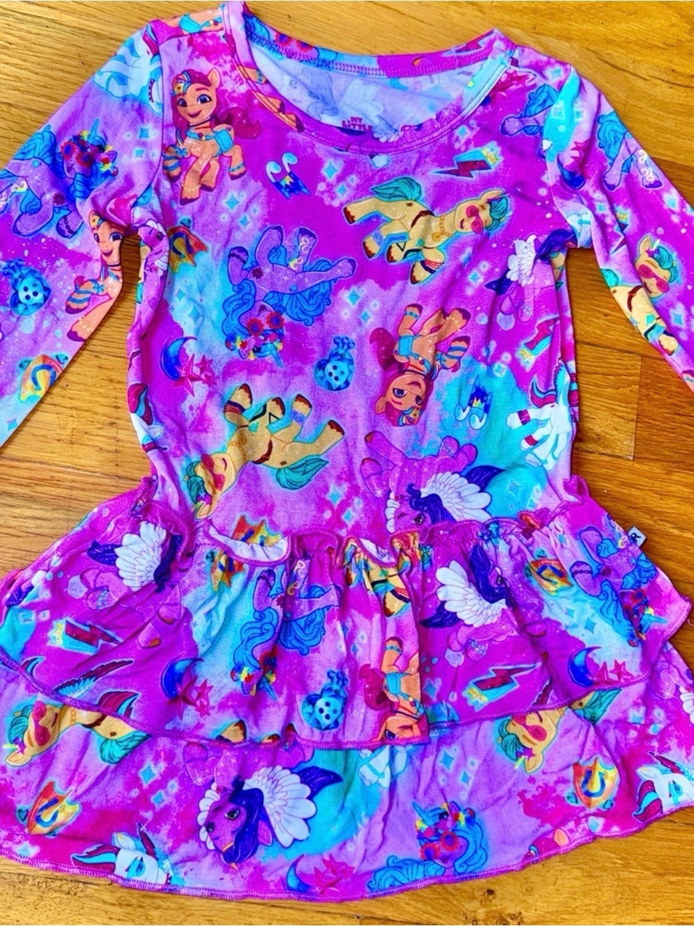 Bums Roses x My Little Pony Ruffle Dress G5 Twirl Bamboo Long Sleeve Pink 2T - Picture 11 of 11